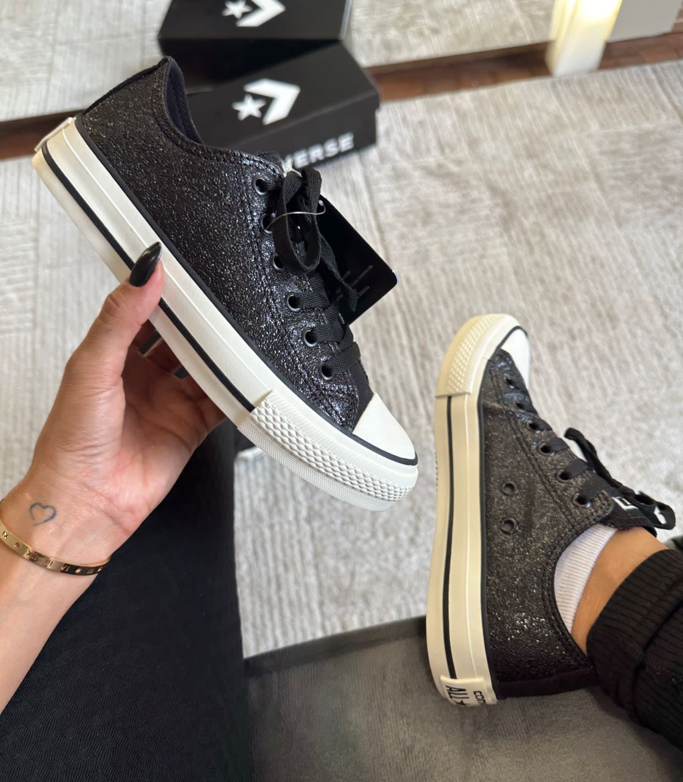 Tênis All Star Glitter Preto