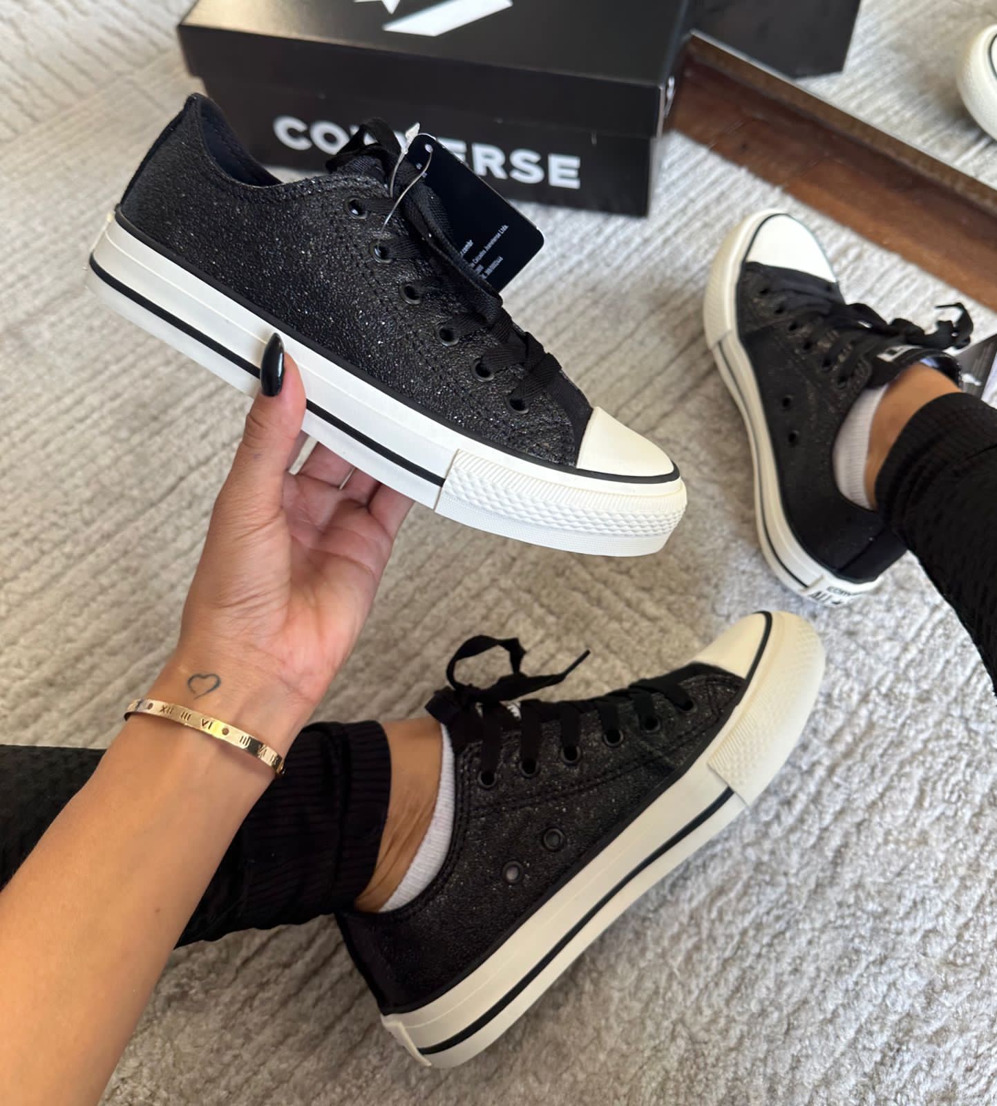 Tênis All Star Glitter Preto