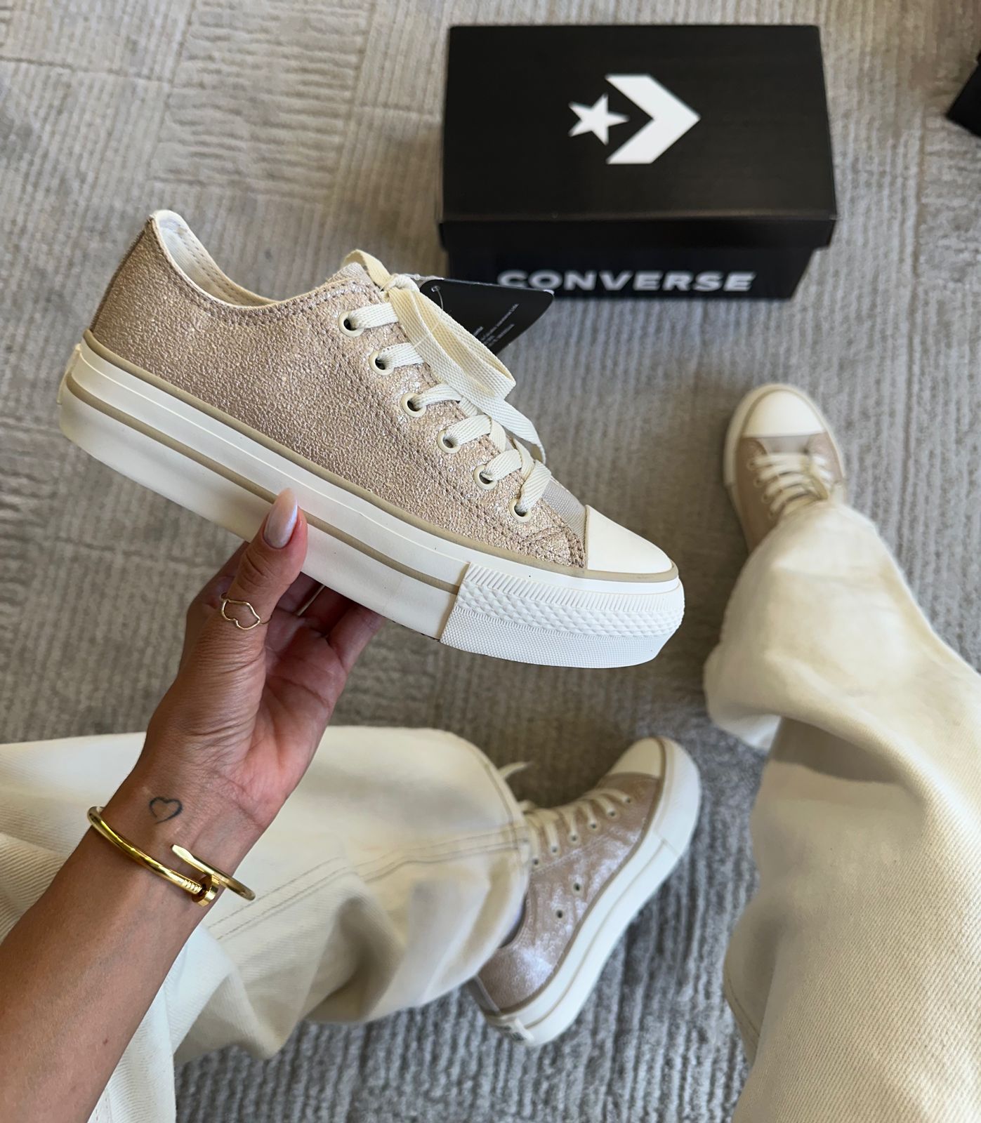 Tênis All Star Plataforma Shine Pérola