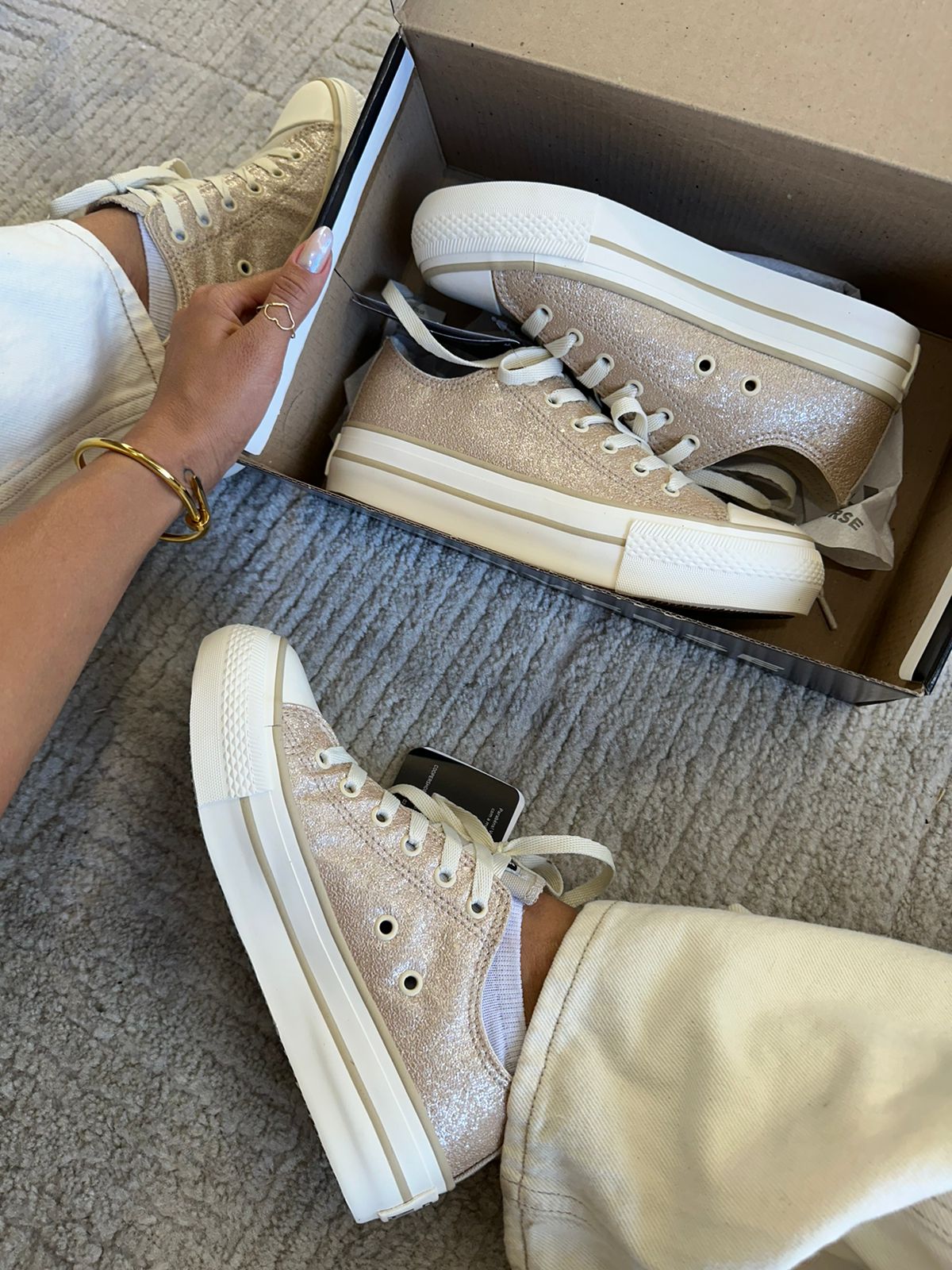 Tênis All Star Plataforma Shine Pérola