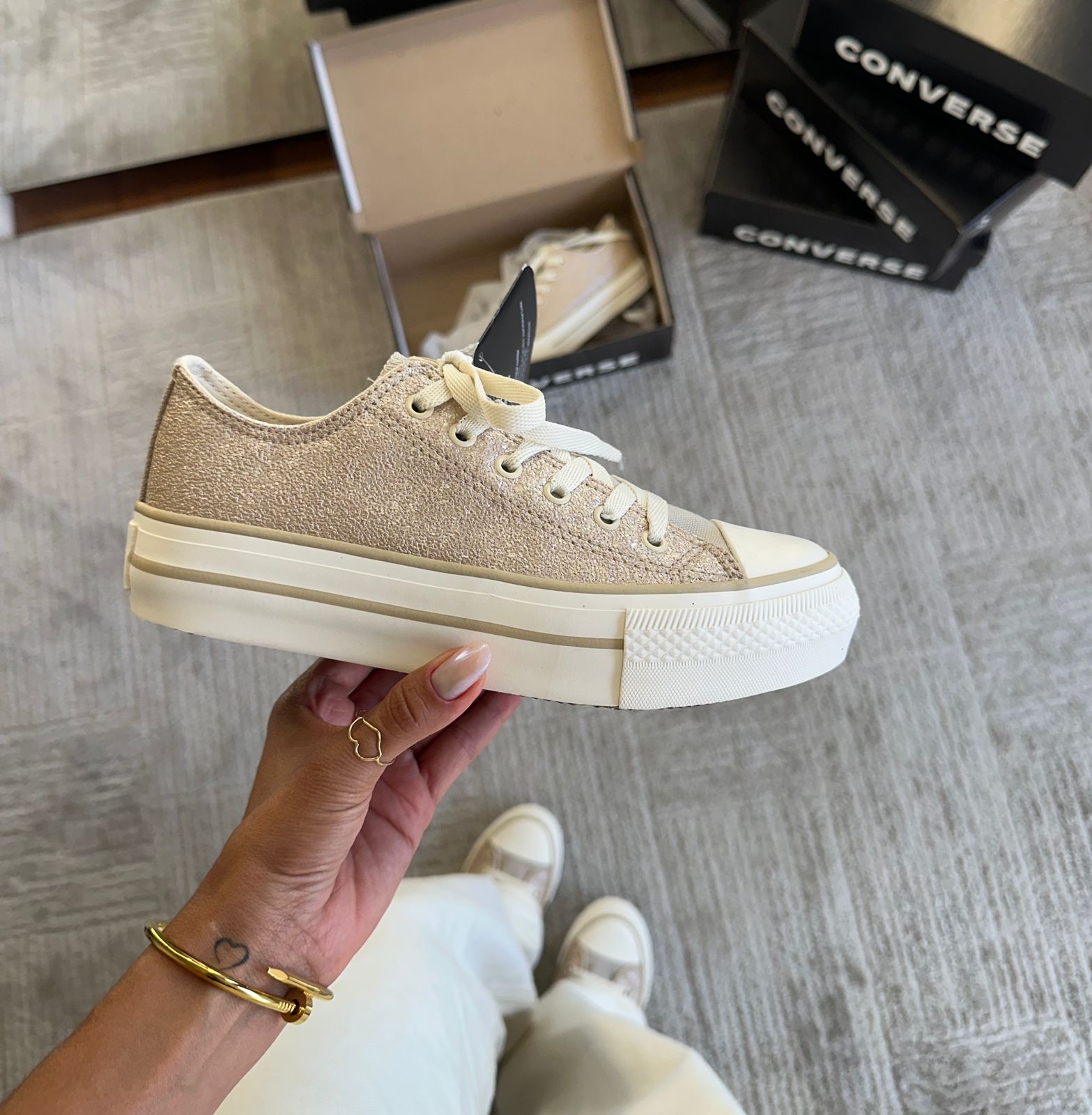 Tênis All Star Plataforma Shine Pérola