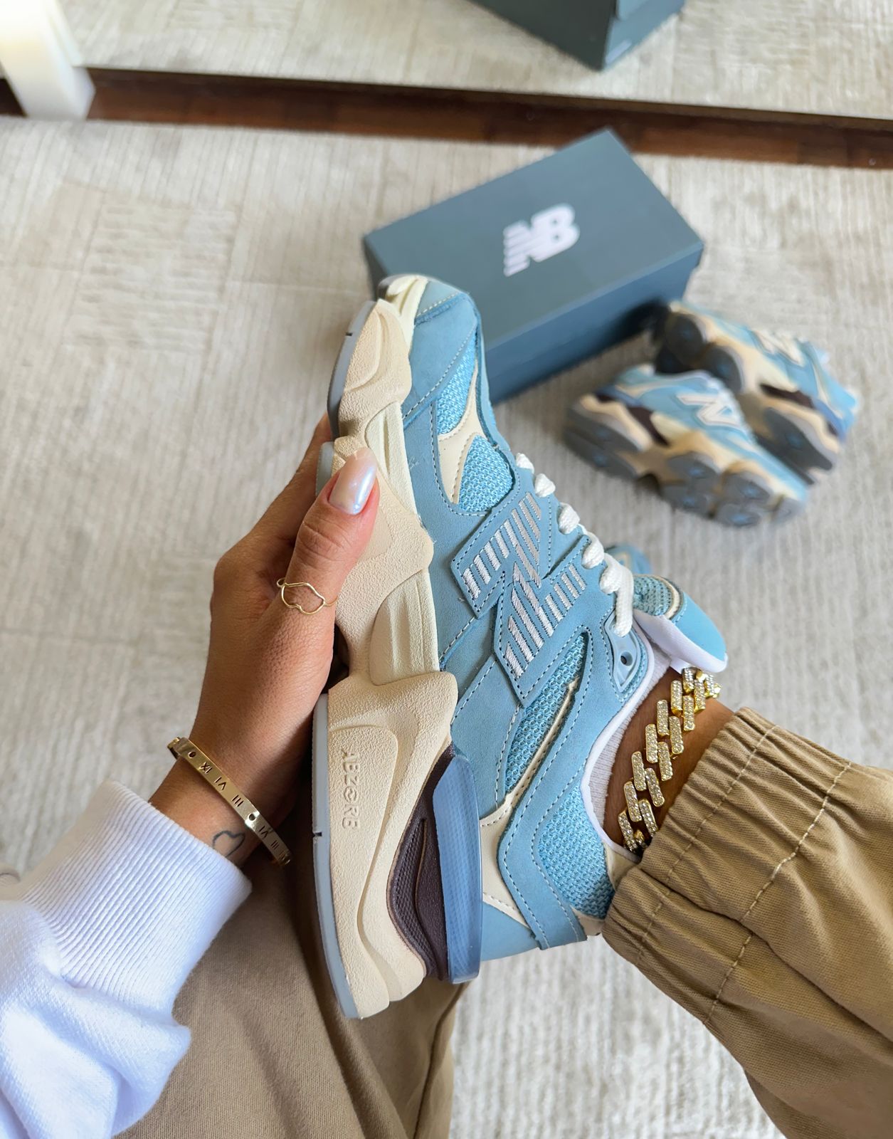 Tênis Balance 9060 Azul bebê Couro Legítimo