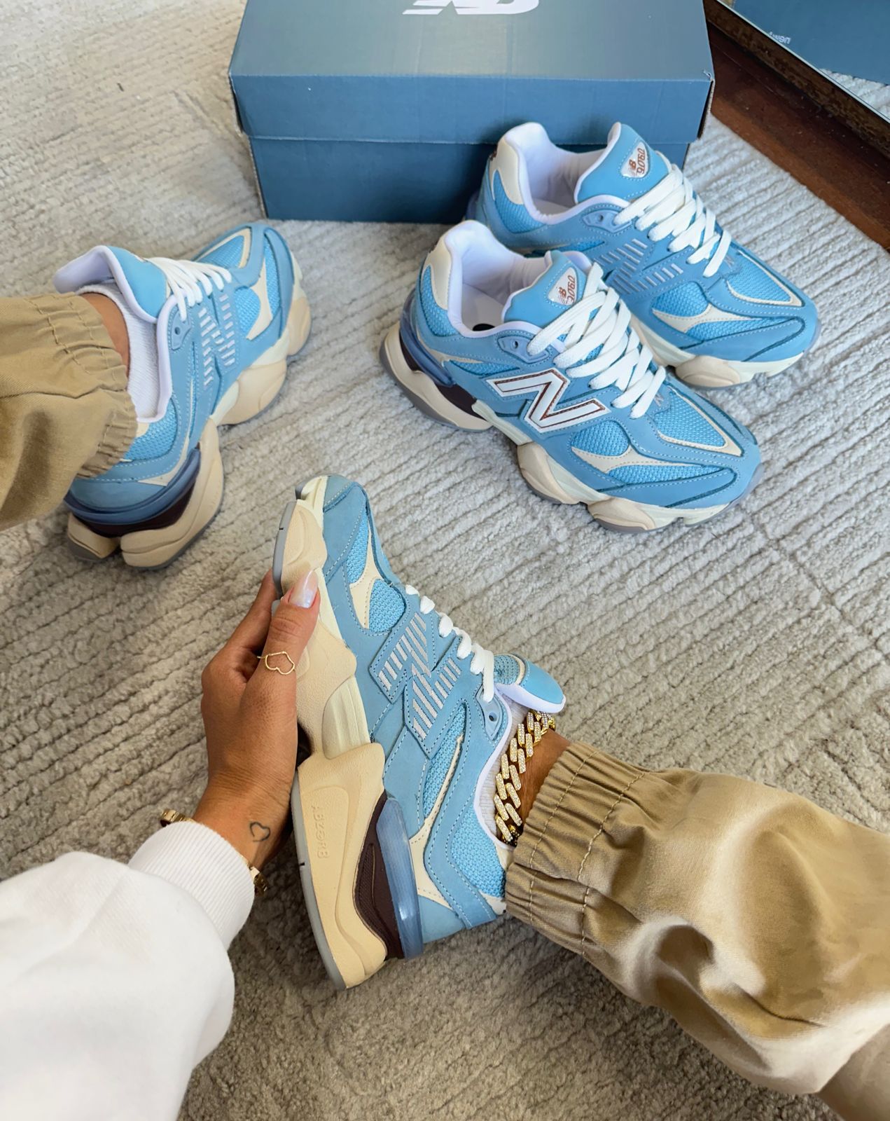 Tênis Balance 9060 Azul bebê Couro Legítimo