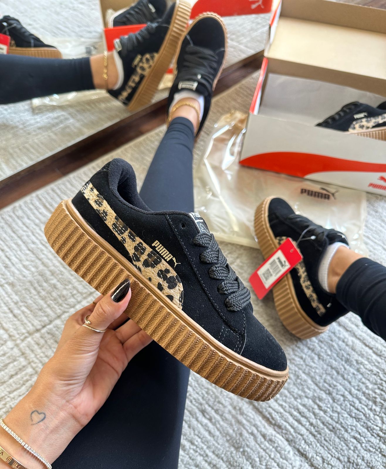 Tênis Suede Soft Animal Print Preto