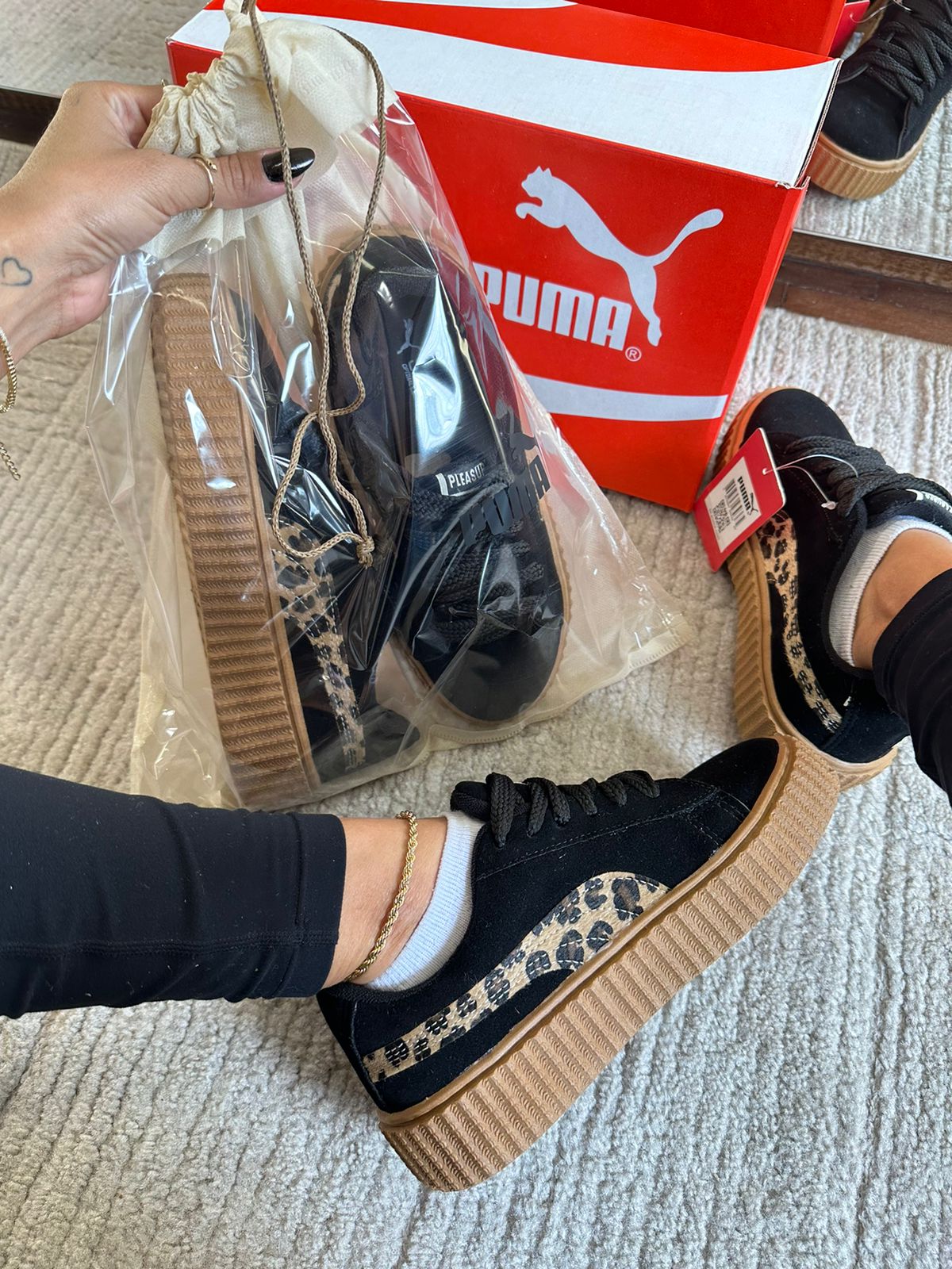 Tênis Suede Soft Animal Print Preto
