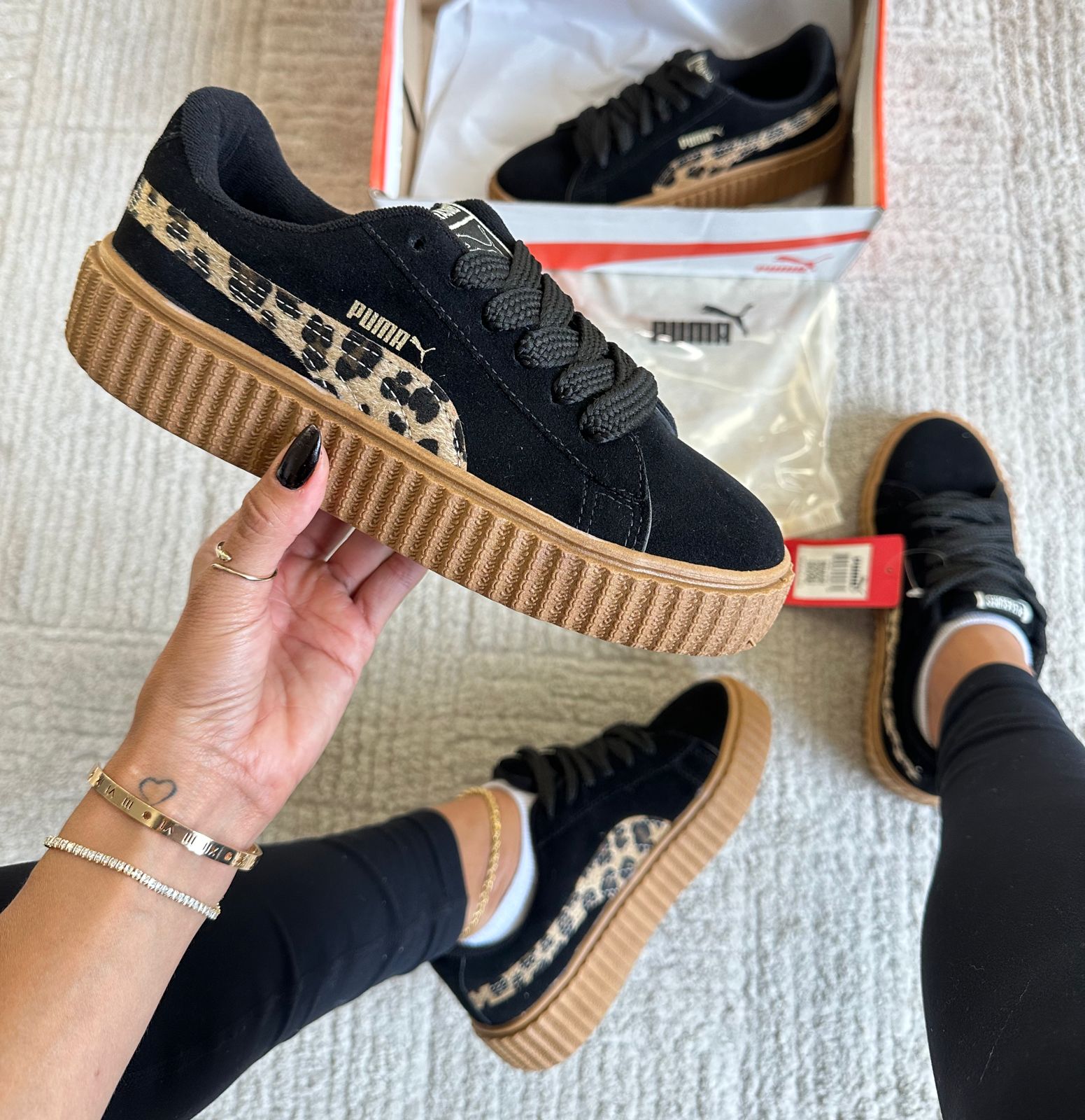 Tênis Suede Soft Animal Print Preto