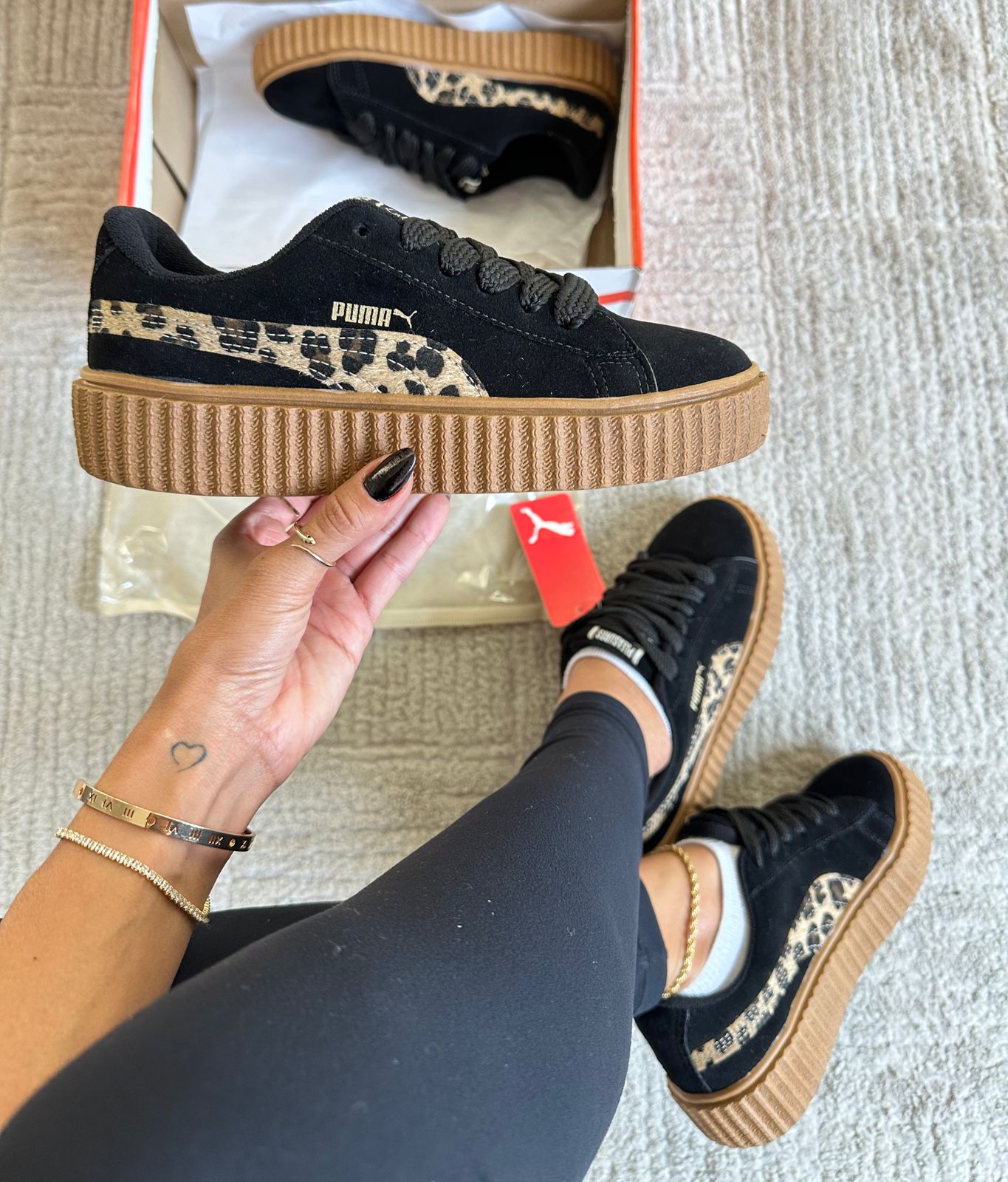 Tênis Suede Soft Animal Print Preto
