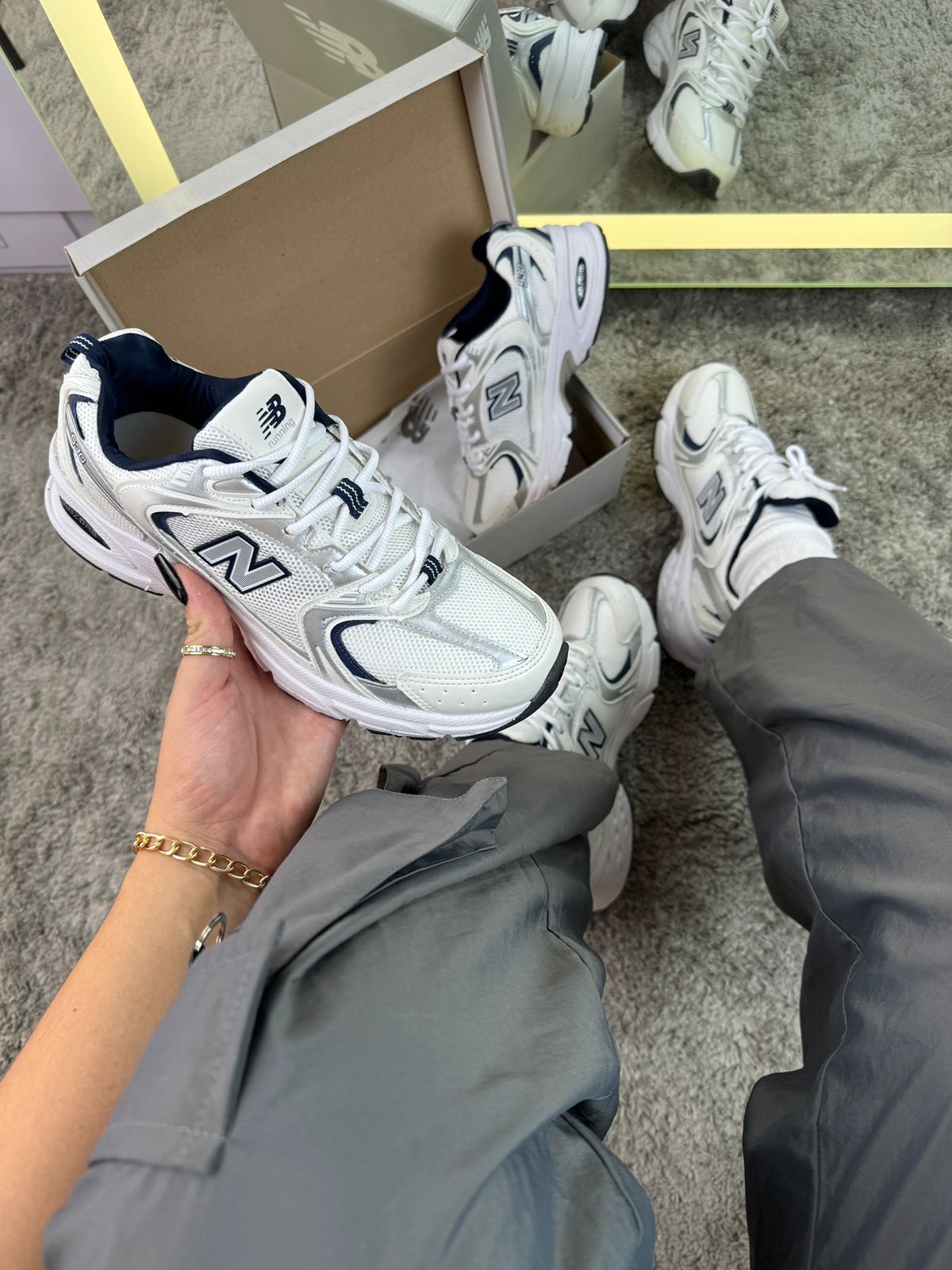 Tênis Balance 530 Retrô Azul Couro Legítimo