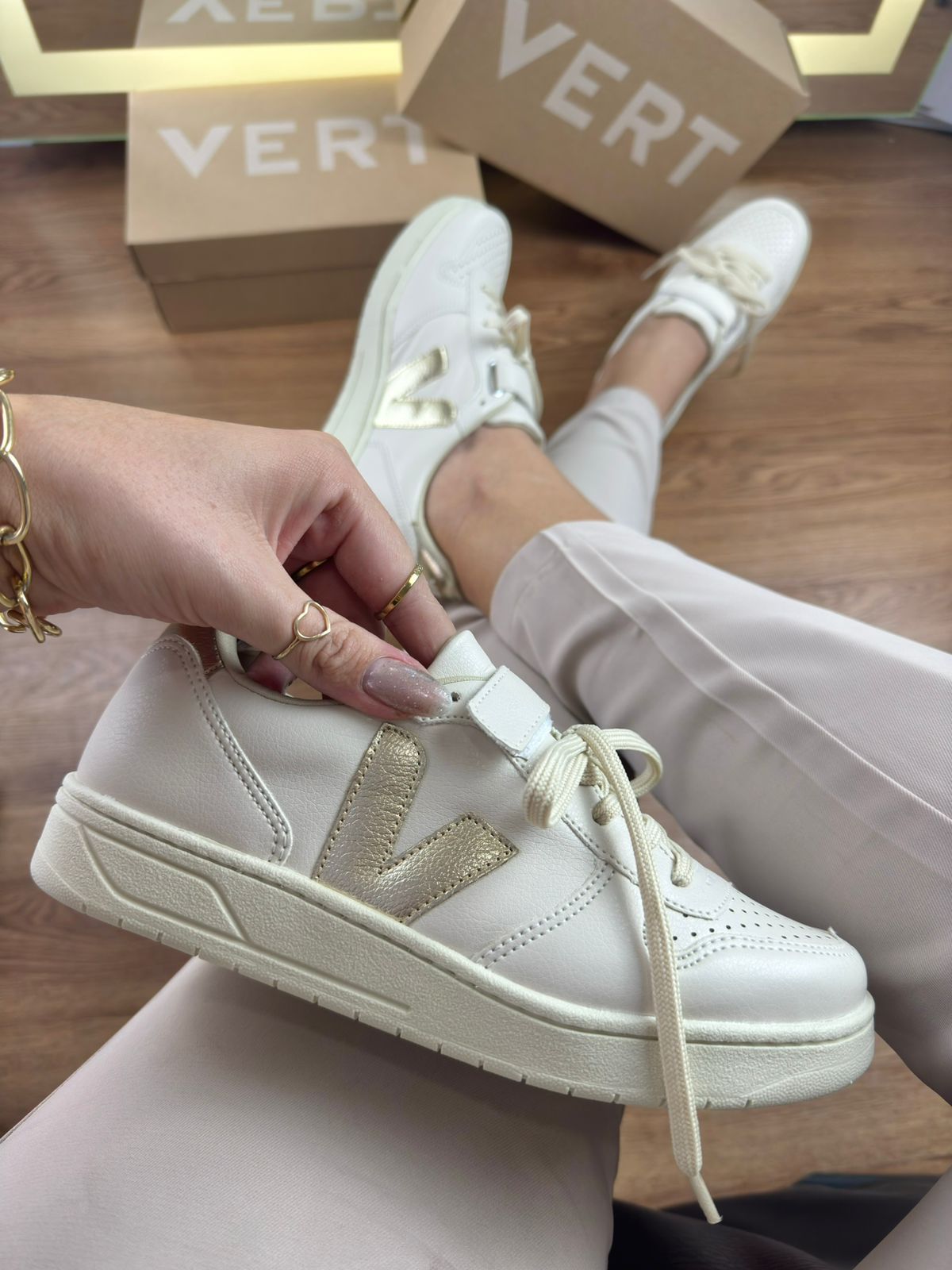 Tênis V 1.2 Off White Dourado
