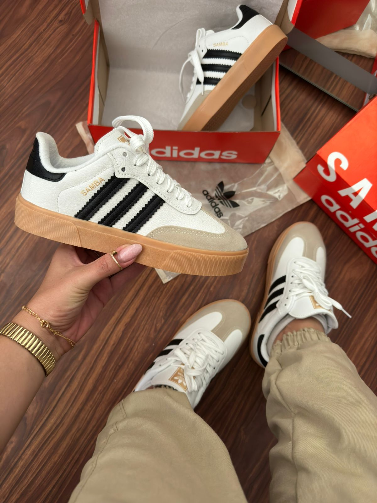Tênis Samba Retrô Branco e Preto