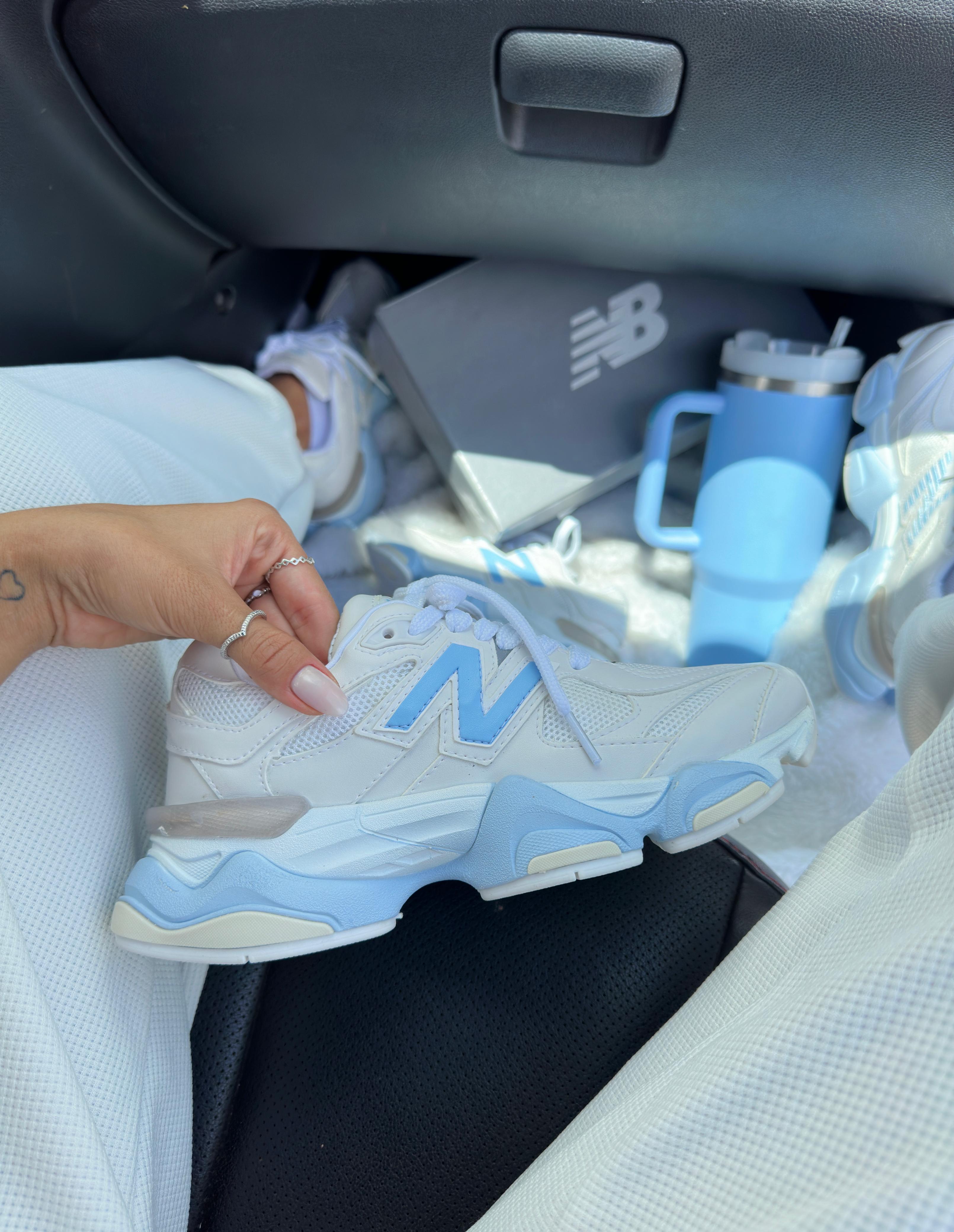 Tênis Balance 9060 Branco Azul Couro Legítimo