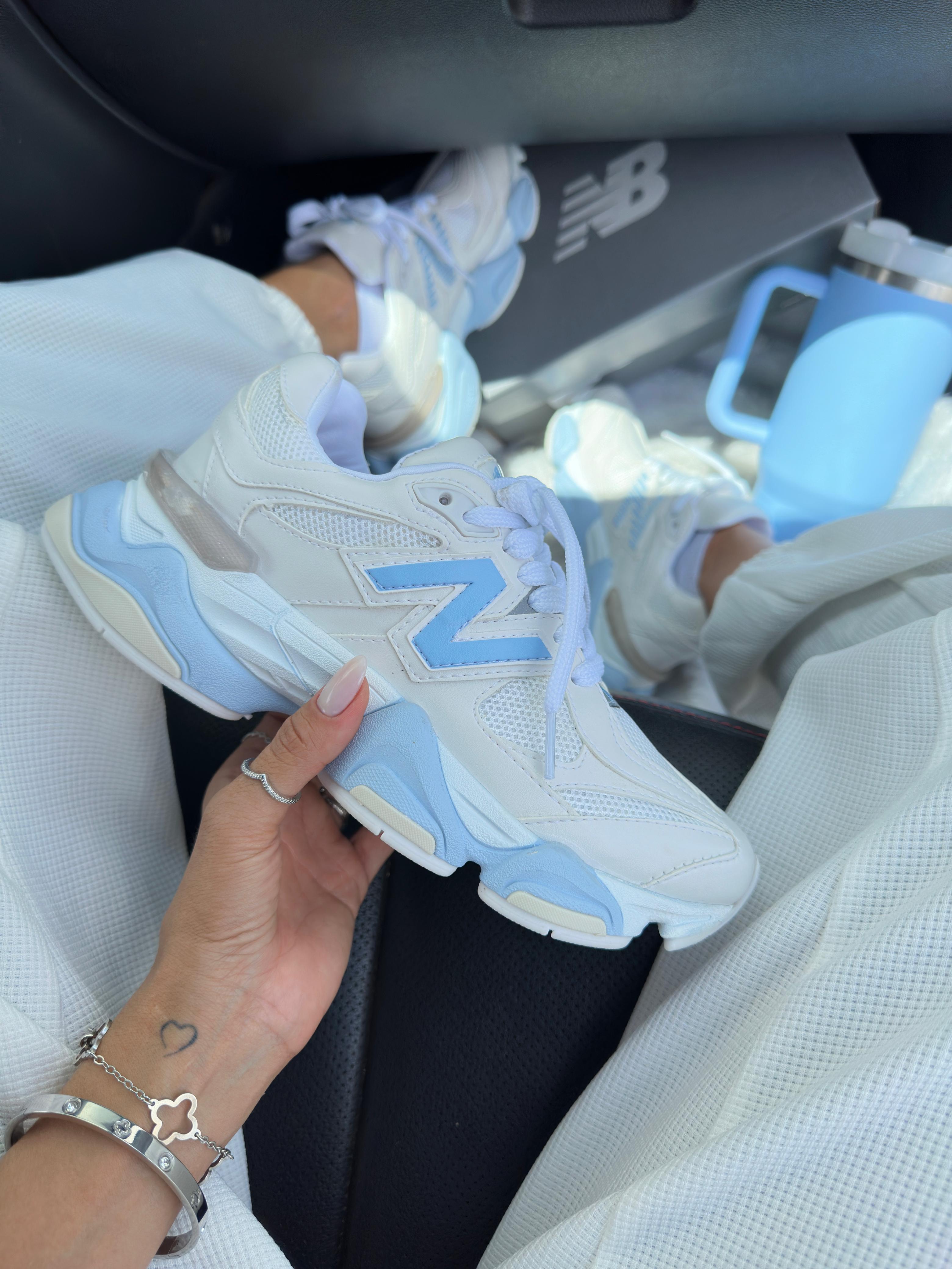 Tênis Balance 9060 Branco Azul Couro Legítimo