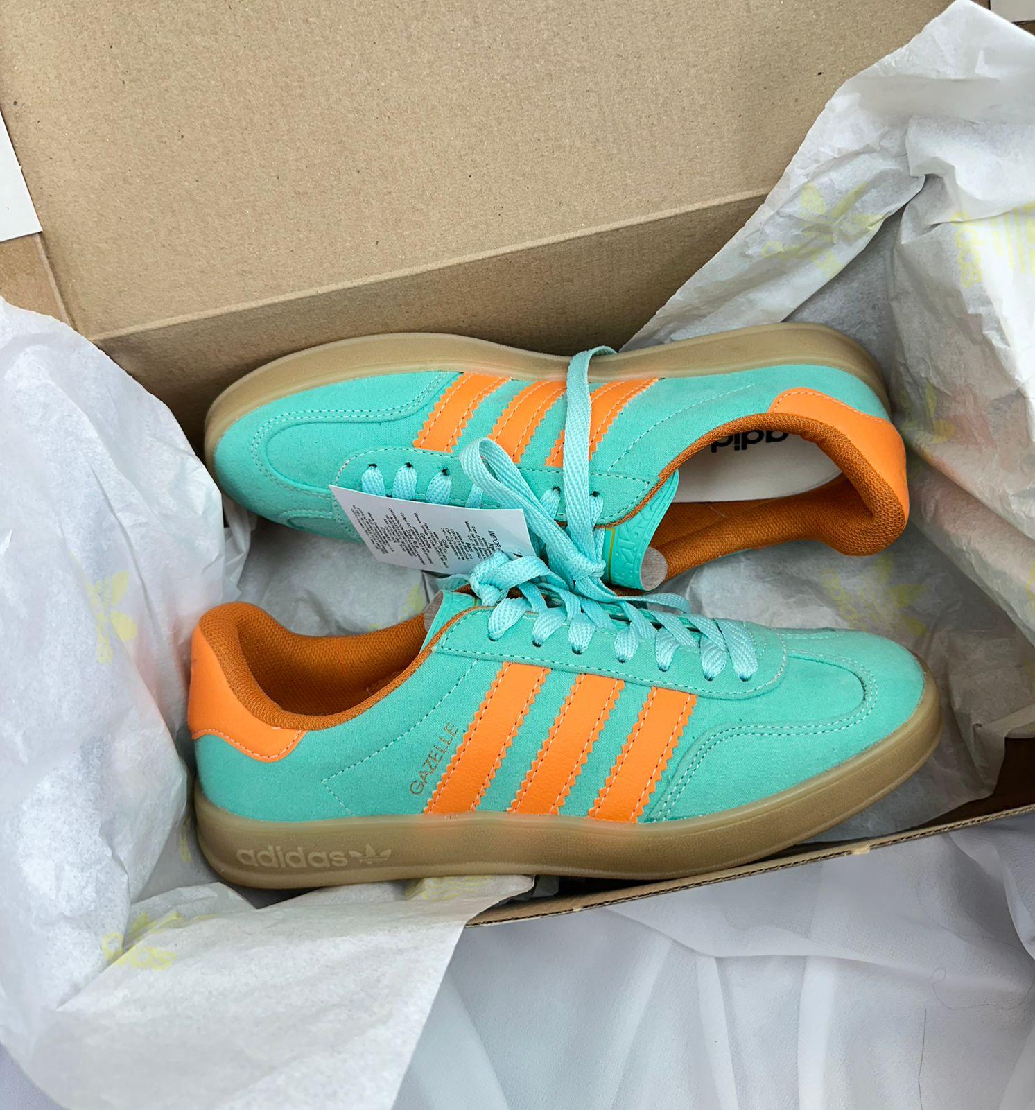Tênis Gazelle Verde Laranja Camurça