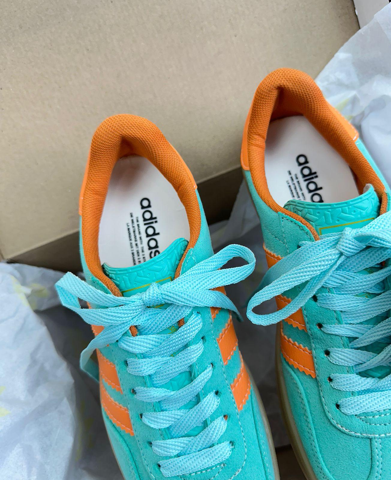 Tênis Gazelle Verde Laranja Camurça