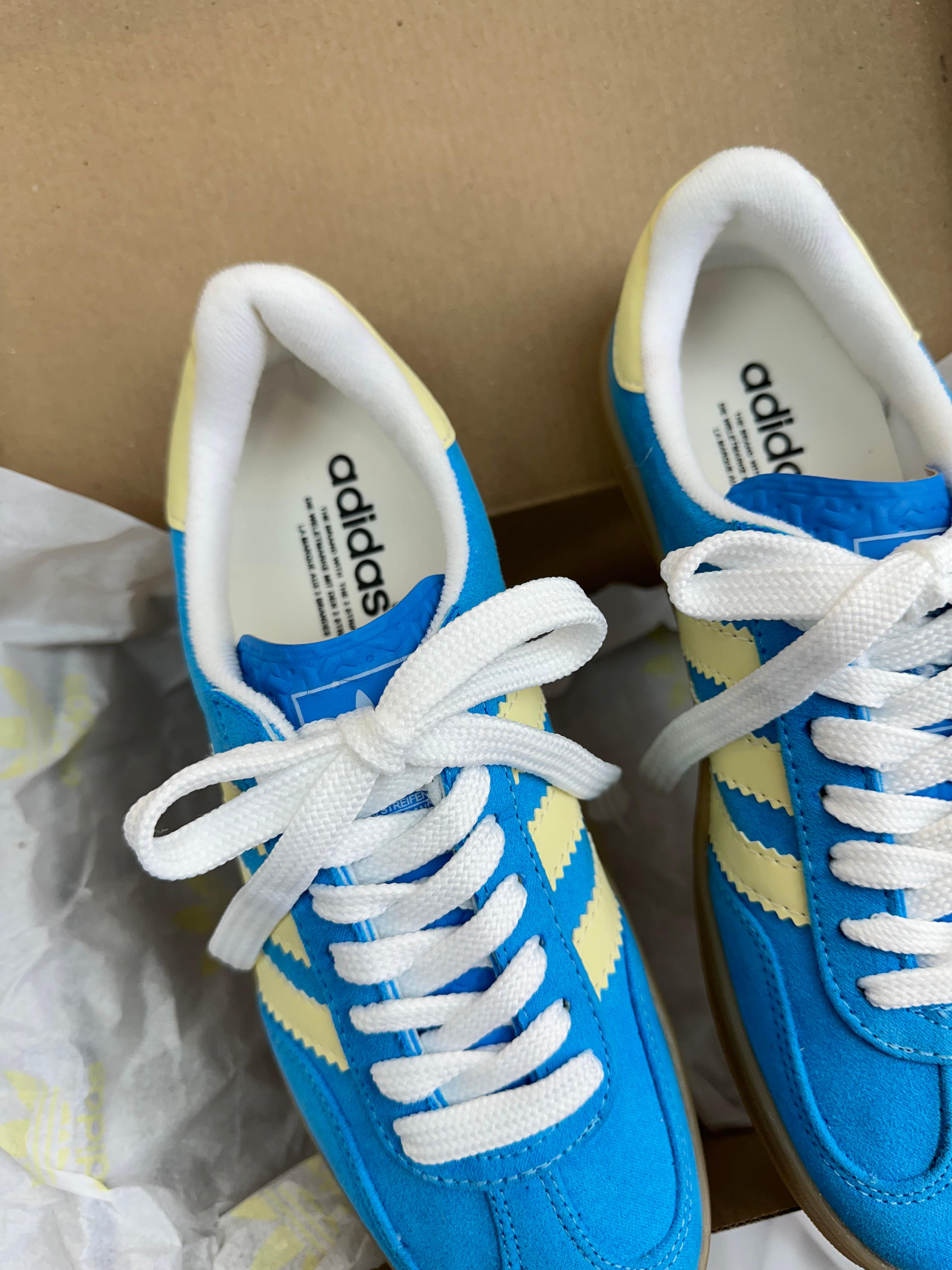 Tênis Gazelle Azul Amarelo Camurça