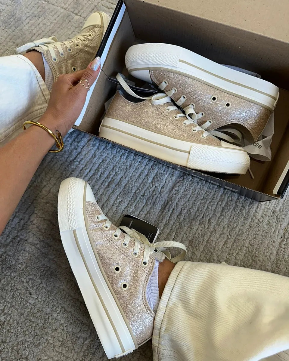 Tênis All Star Plataforma Shine Pérola