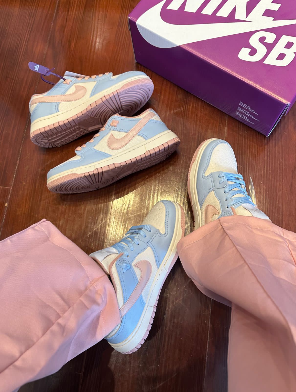 Tênis Azul + Rosa Bebê