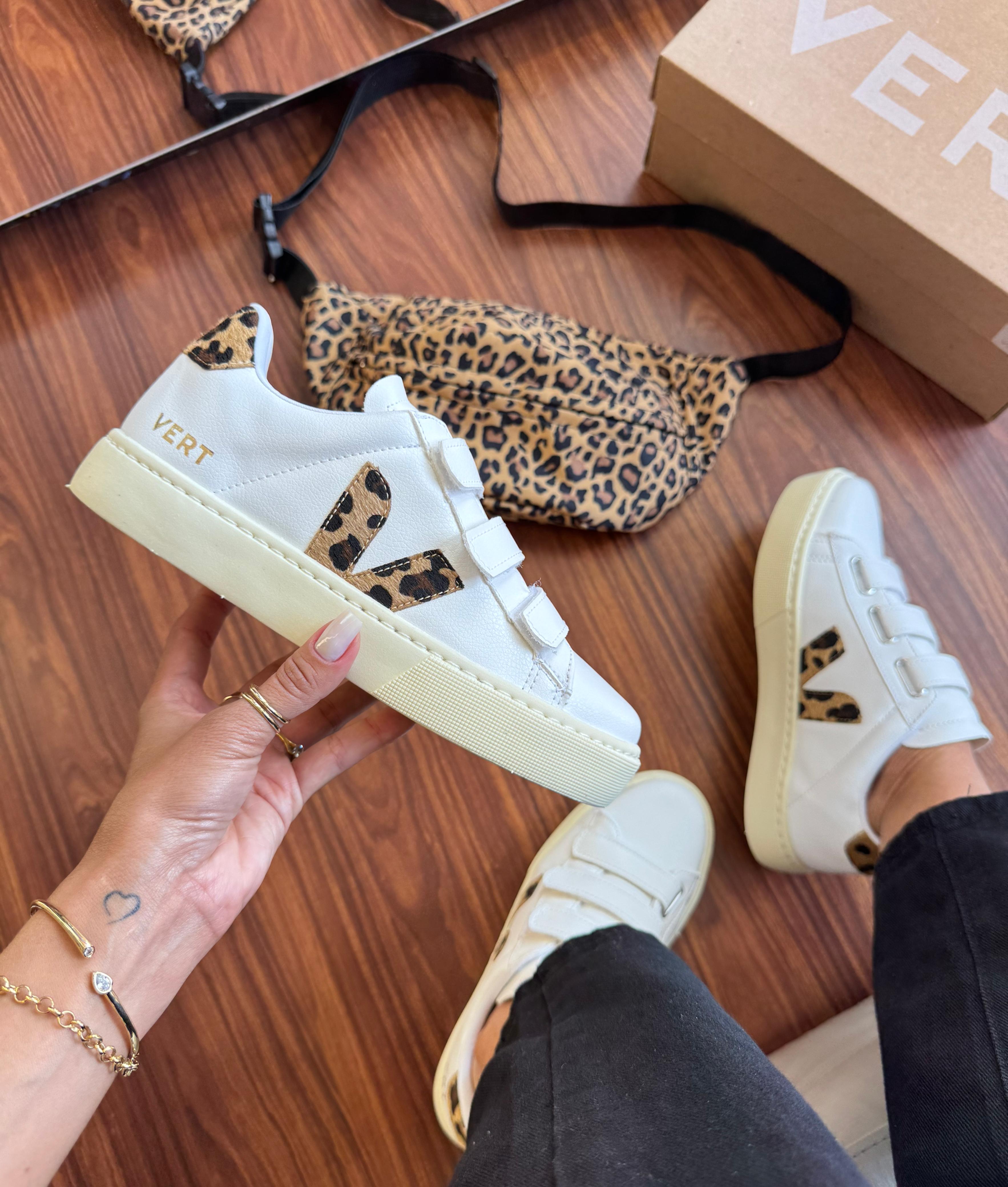 Tênis Velcro Branco Onça