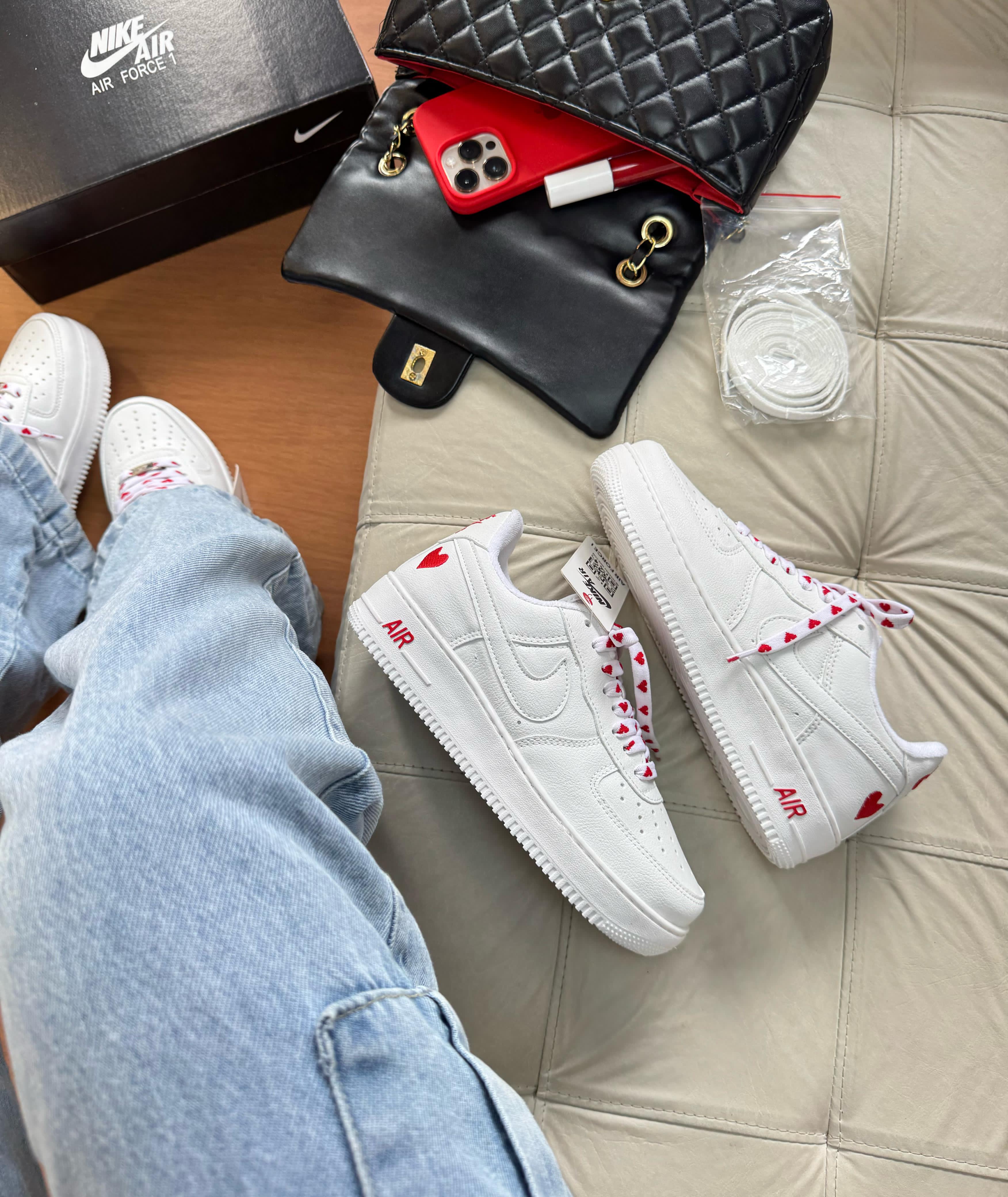 Tênis Air F1 Branco Coração