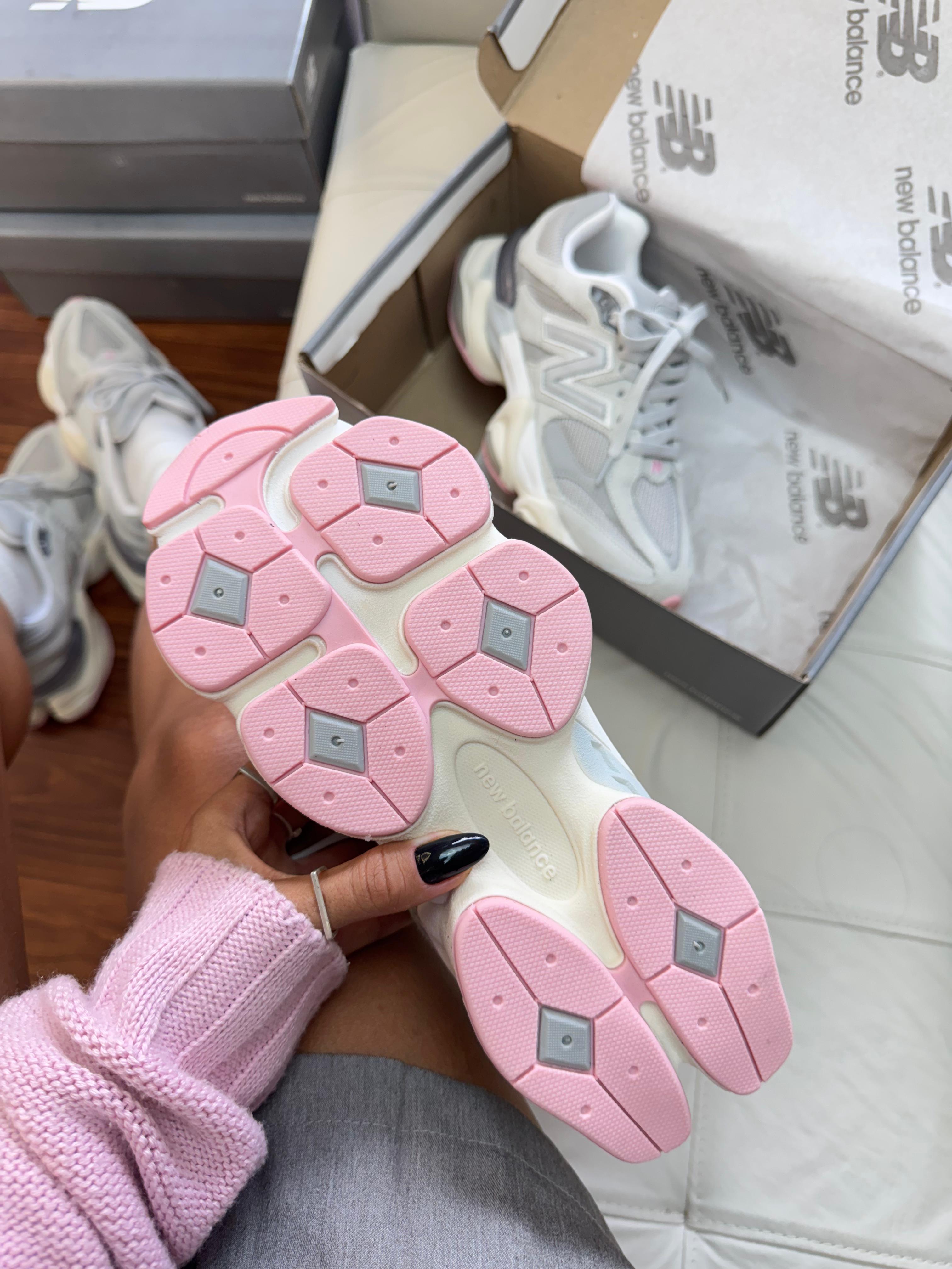 Tênis Balance 9060 Cinza Rosa Couro Legítimo