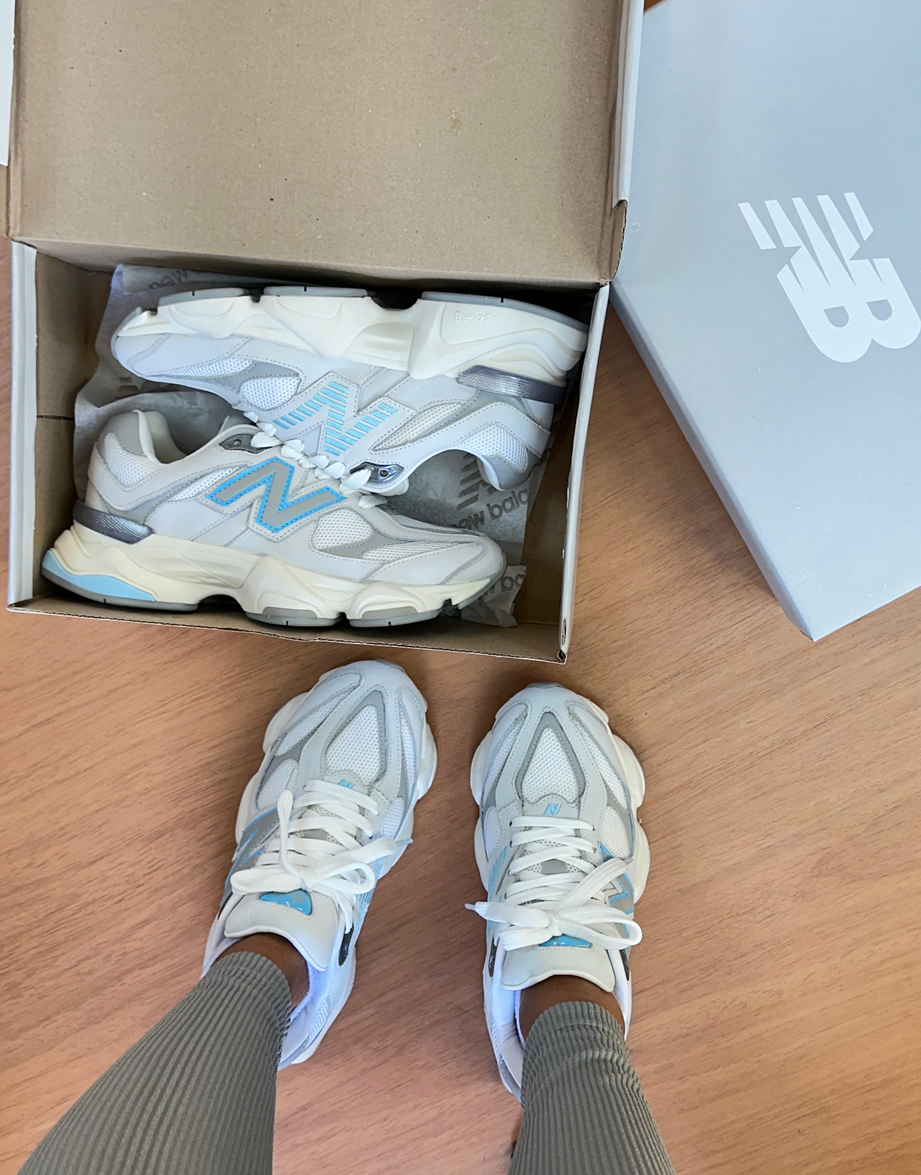 Tênis Balance 9060 Cinza Azul Couro Legítimo