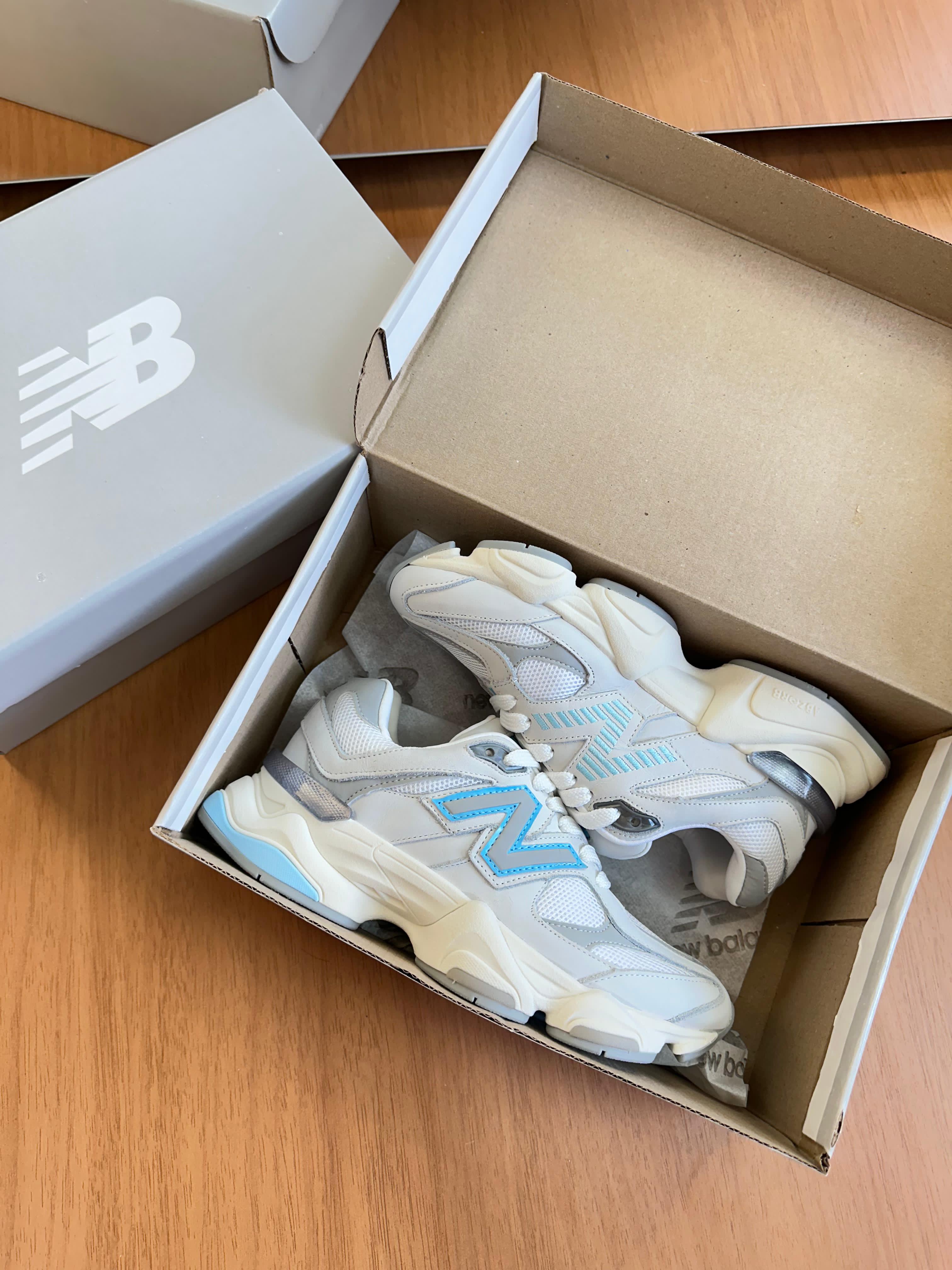 Tênis Balance 9060 Cinza Azul Couro Legítimo
