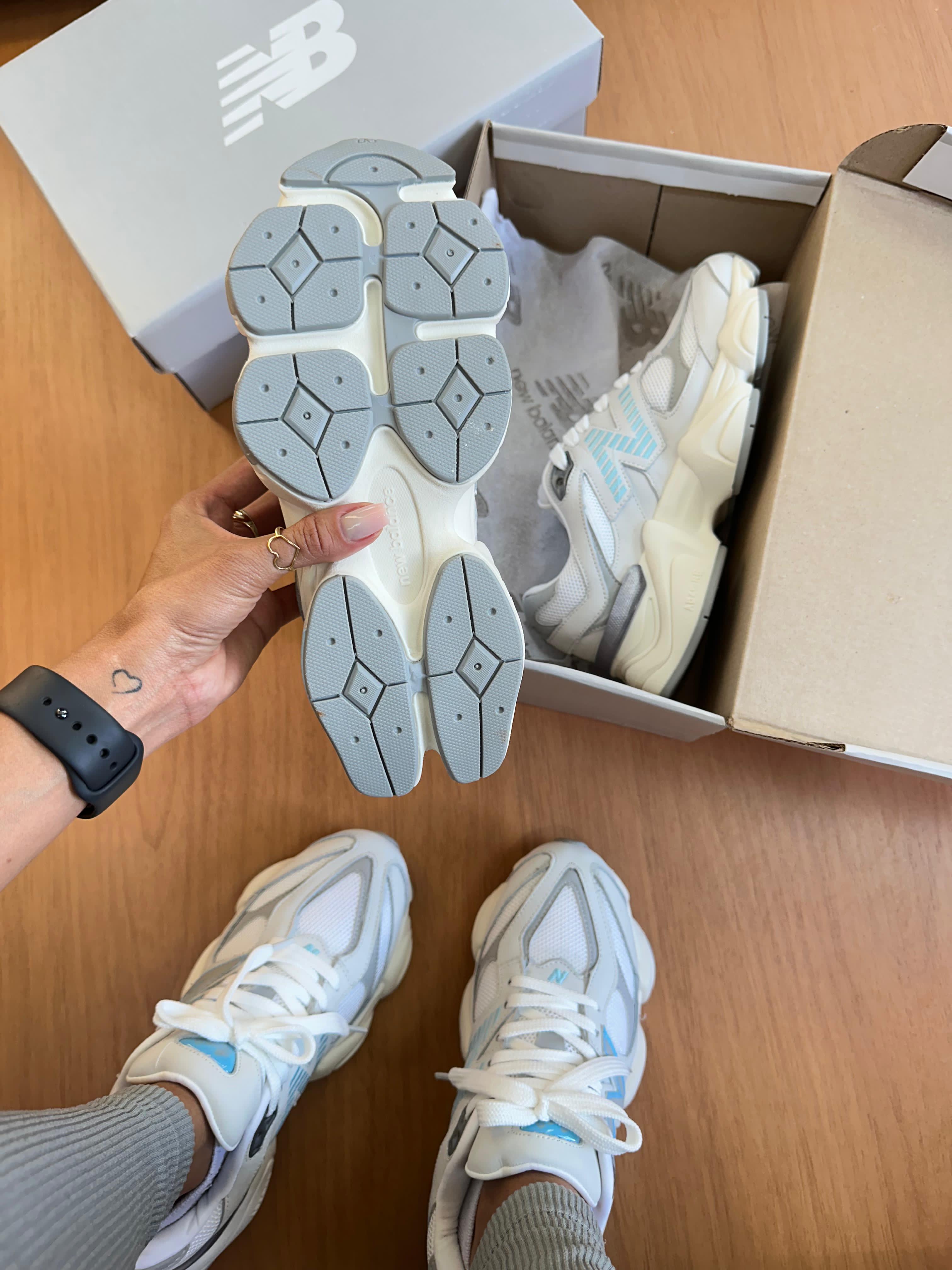 Tênis Balance 9060 Cinza Azul Couro Legítimo