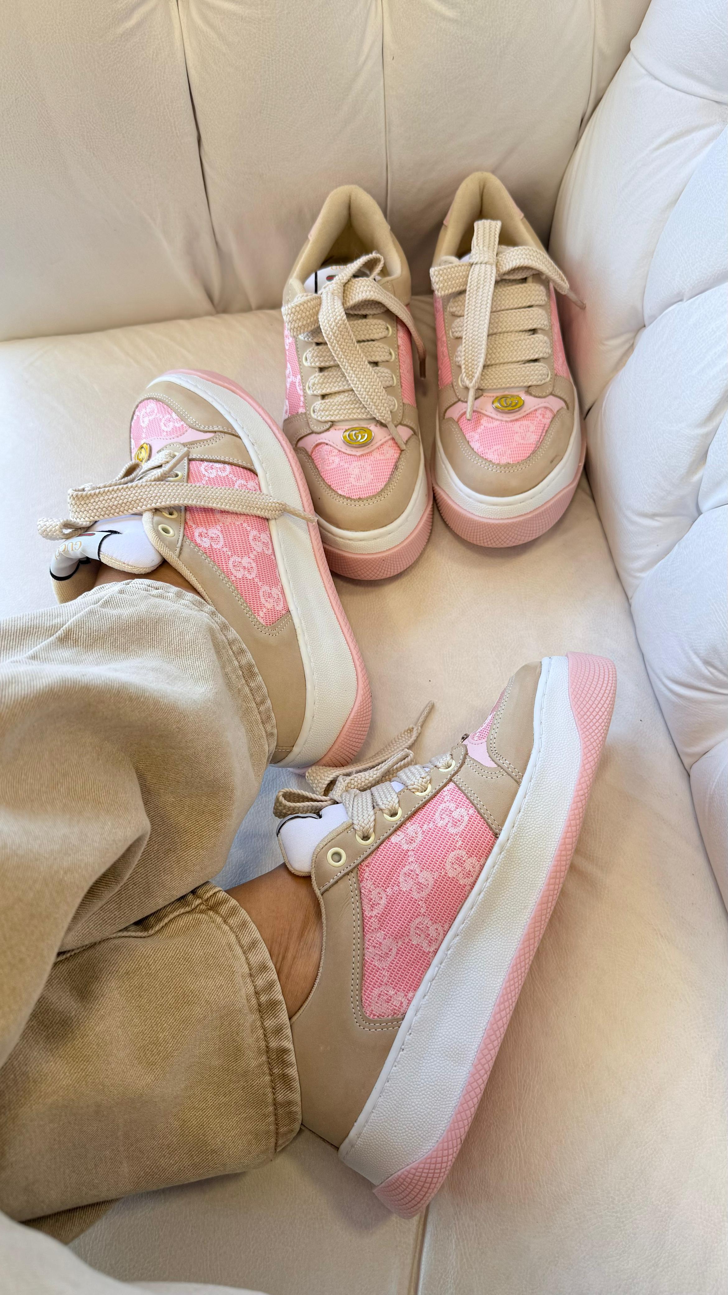 Tênis GC Bege Rosa Couro