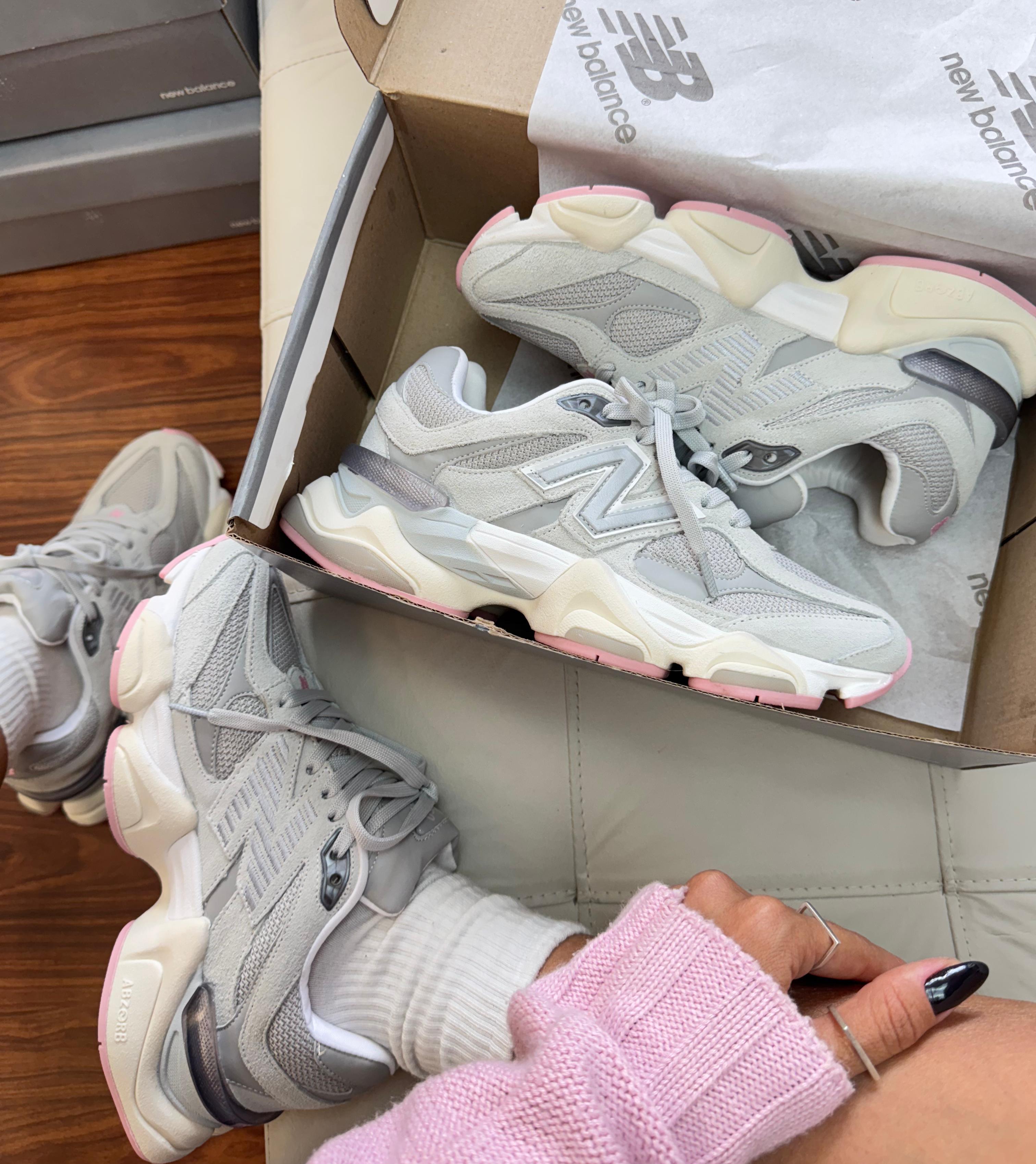 Tênis Balance 9060 Cinza Rosa Couro Legítimo