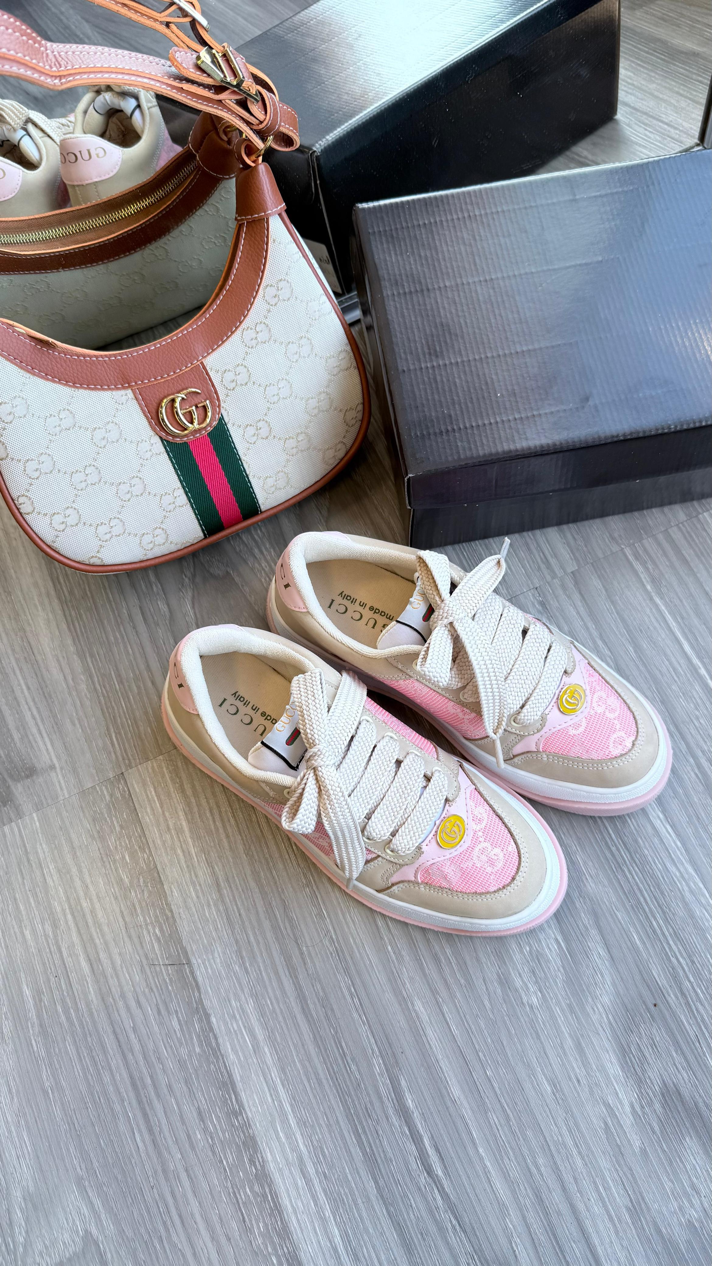 Tênis GC Bege Rosa Couro